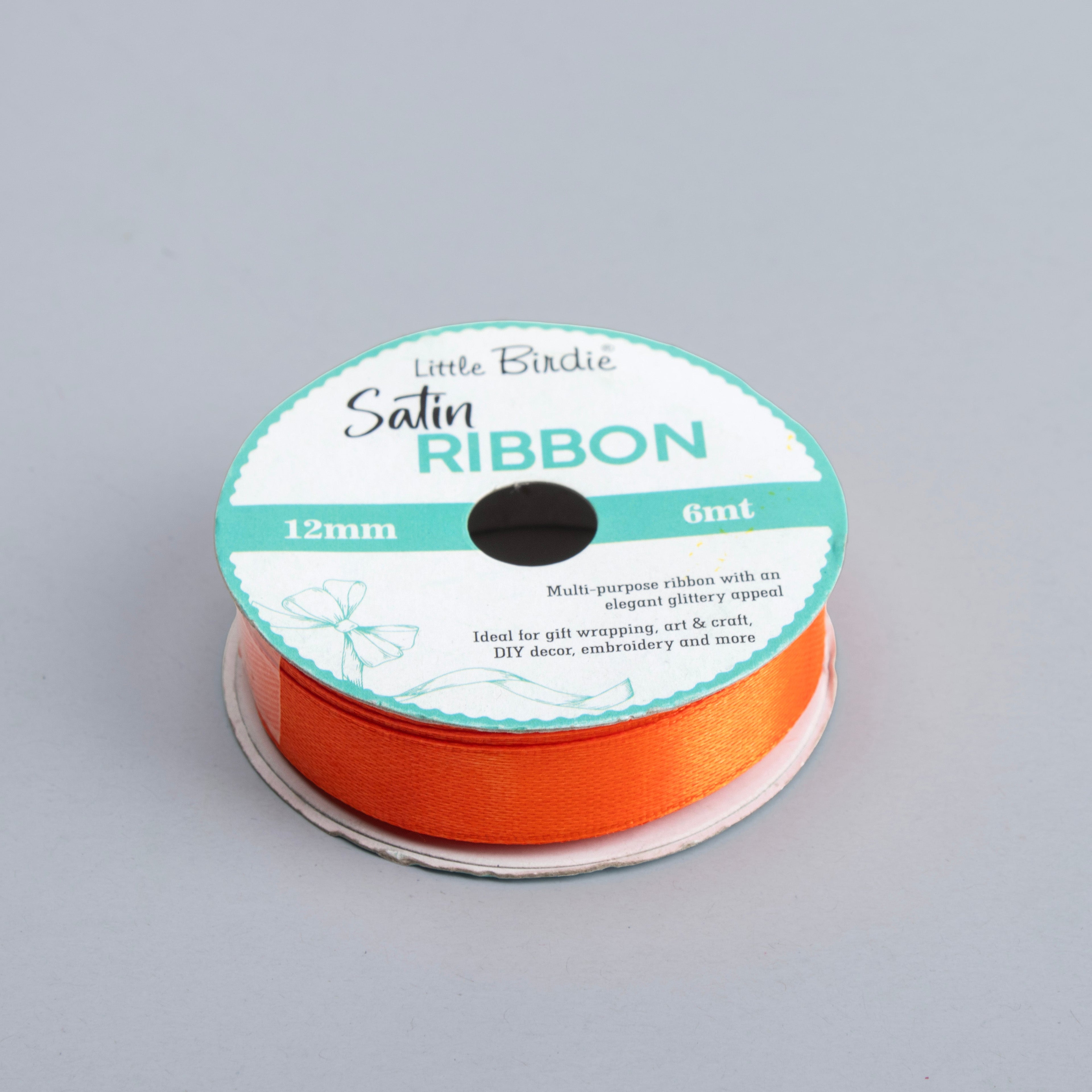 Satin Ribbon 12mm Orange 6mtr 1Roll