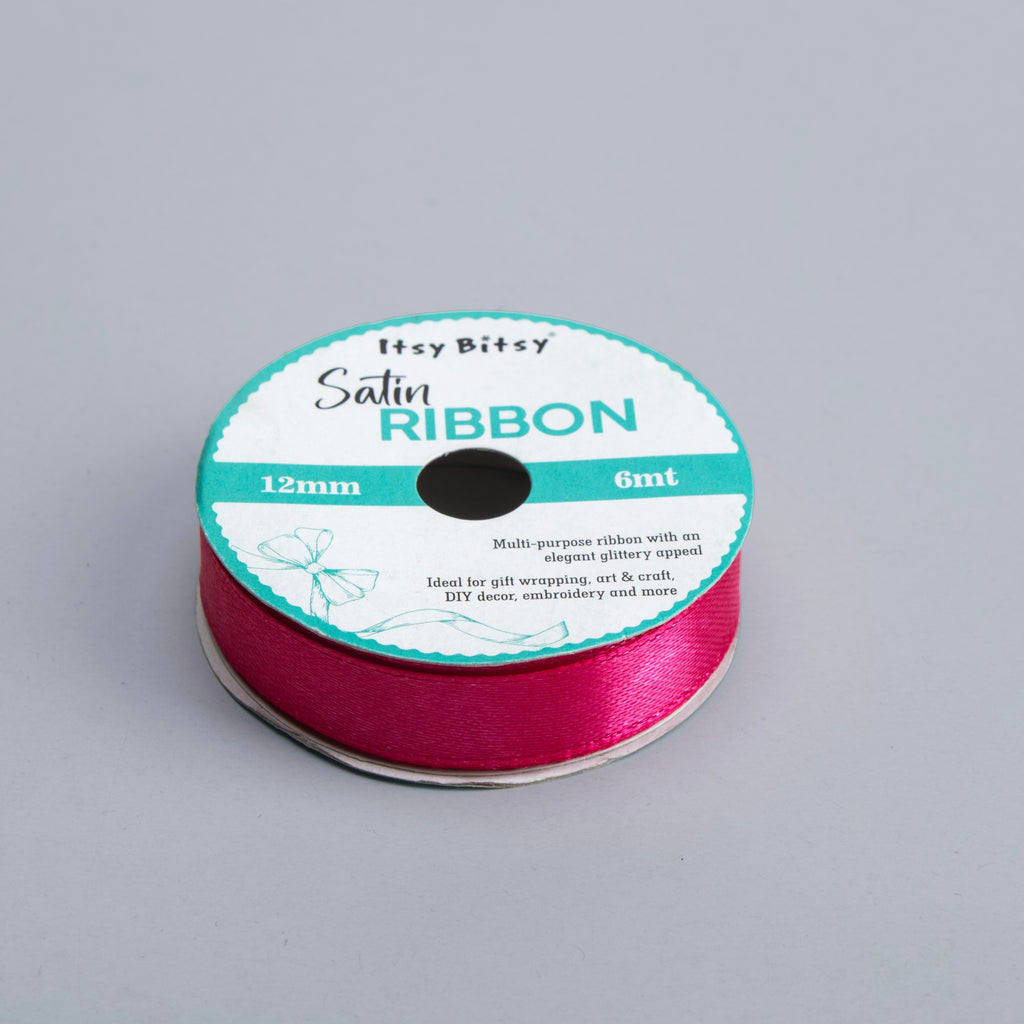 Satin Ribbon 12mm Hot Pink 6mtr 1Roll