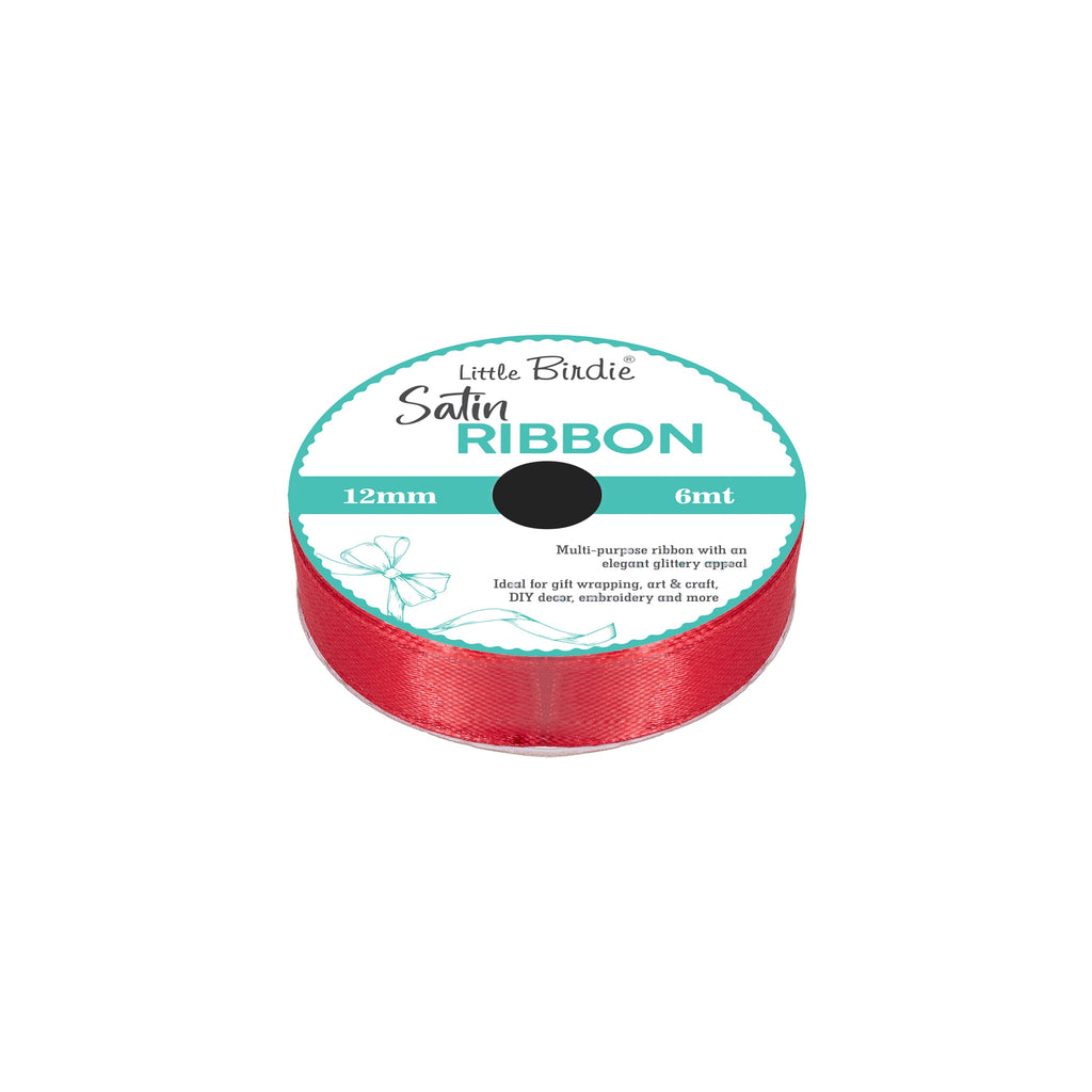Satin Ribbon 12mm Red 6mtr 1Roll