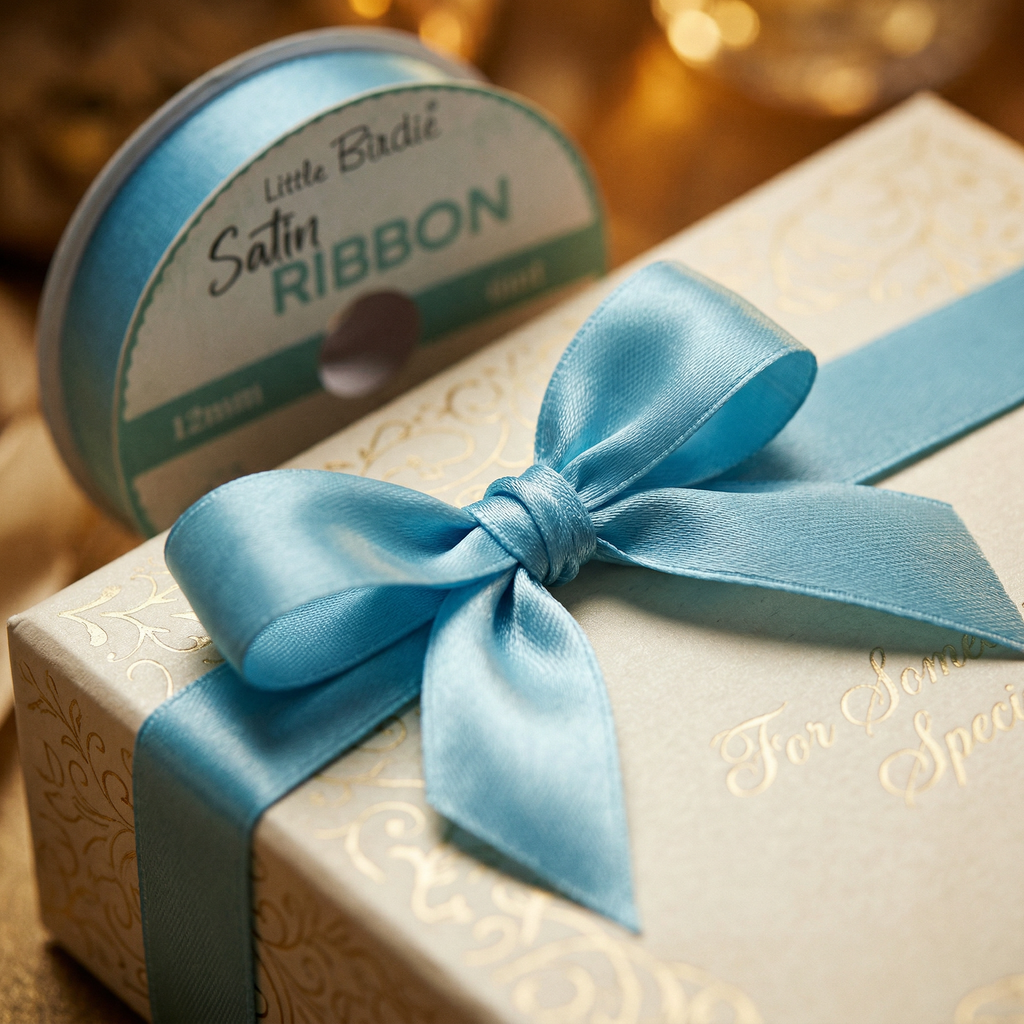 Satin Ribbon 12mm Baby Blue 6mtr 1Roll