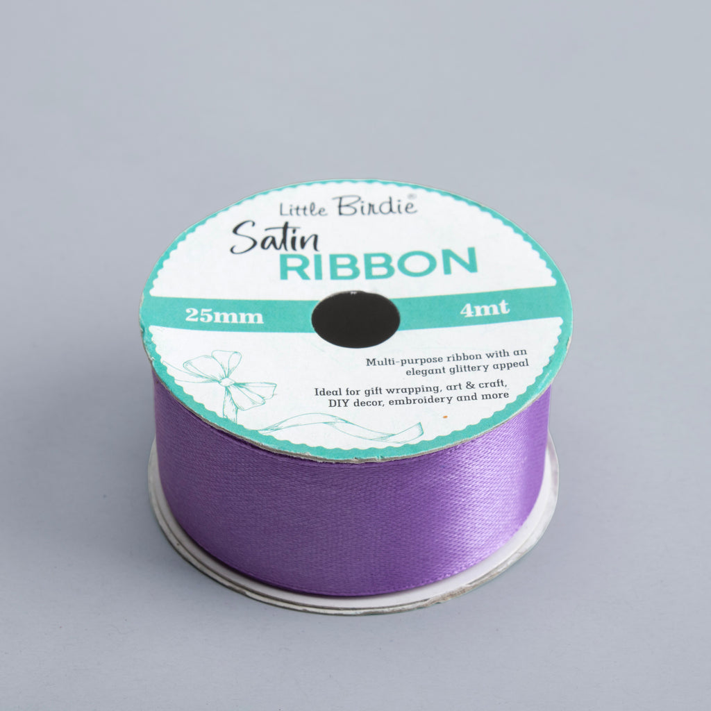 Satin Ribbon 25mm Purple 4mtr 1Roll