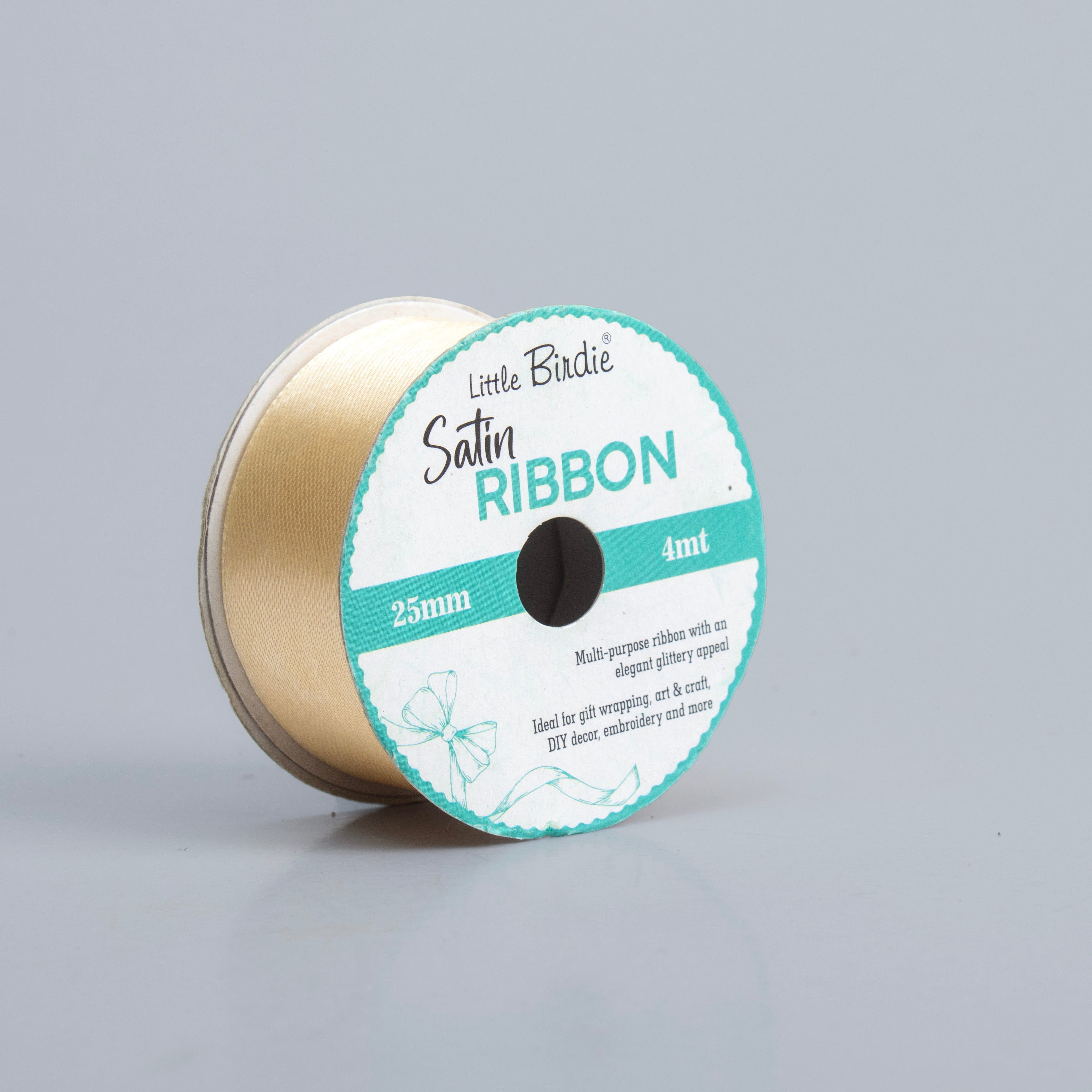 Satin Ribbon 25mm Beige 4mtr 1Roll