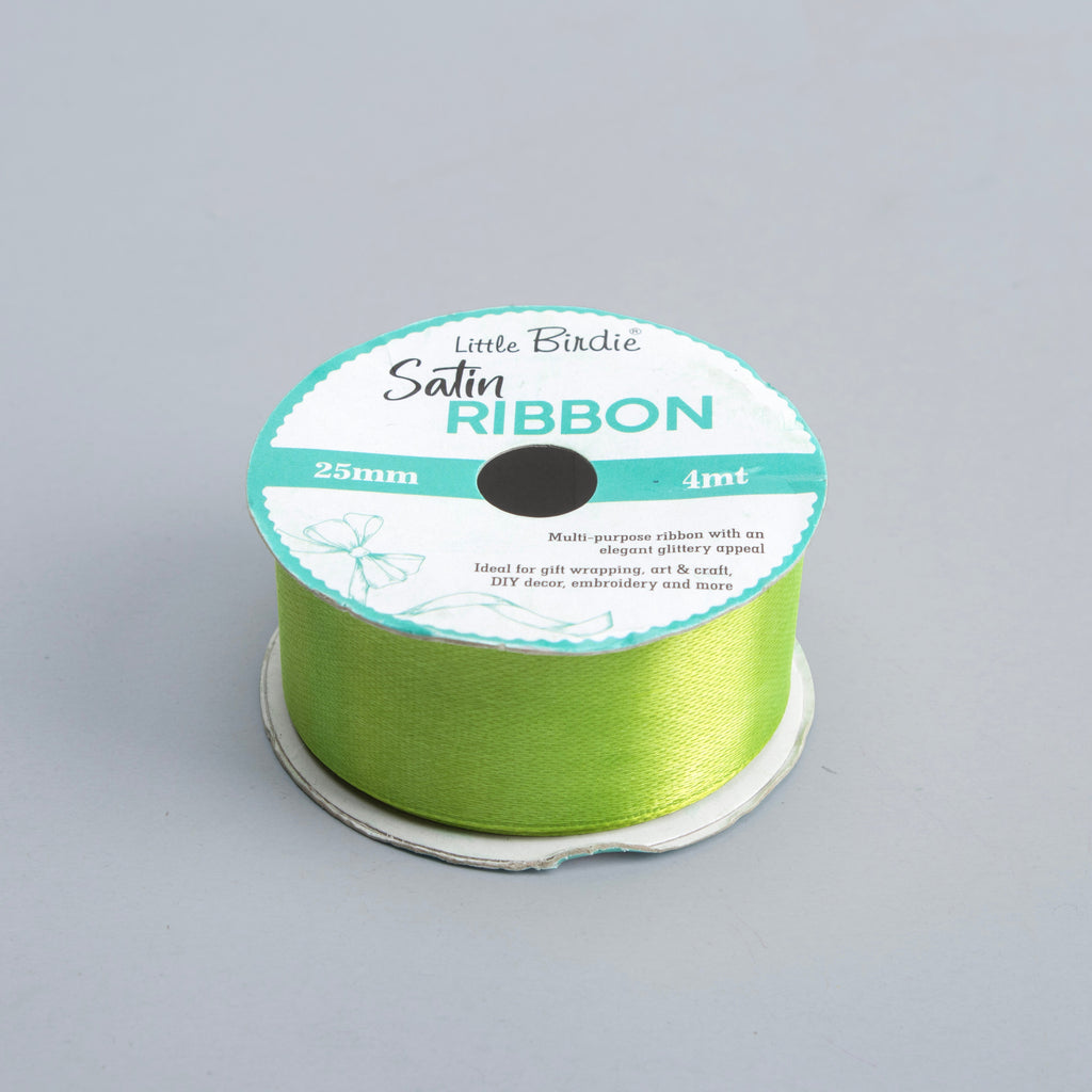 Satin Ribbon 25mm Parrot Green 4mtr 1Roll