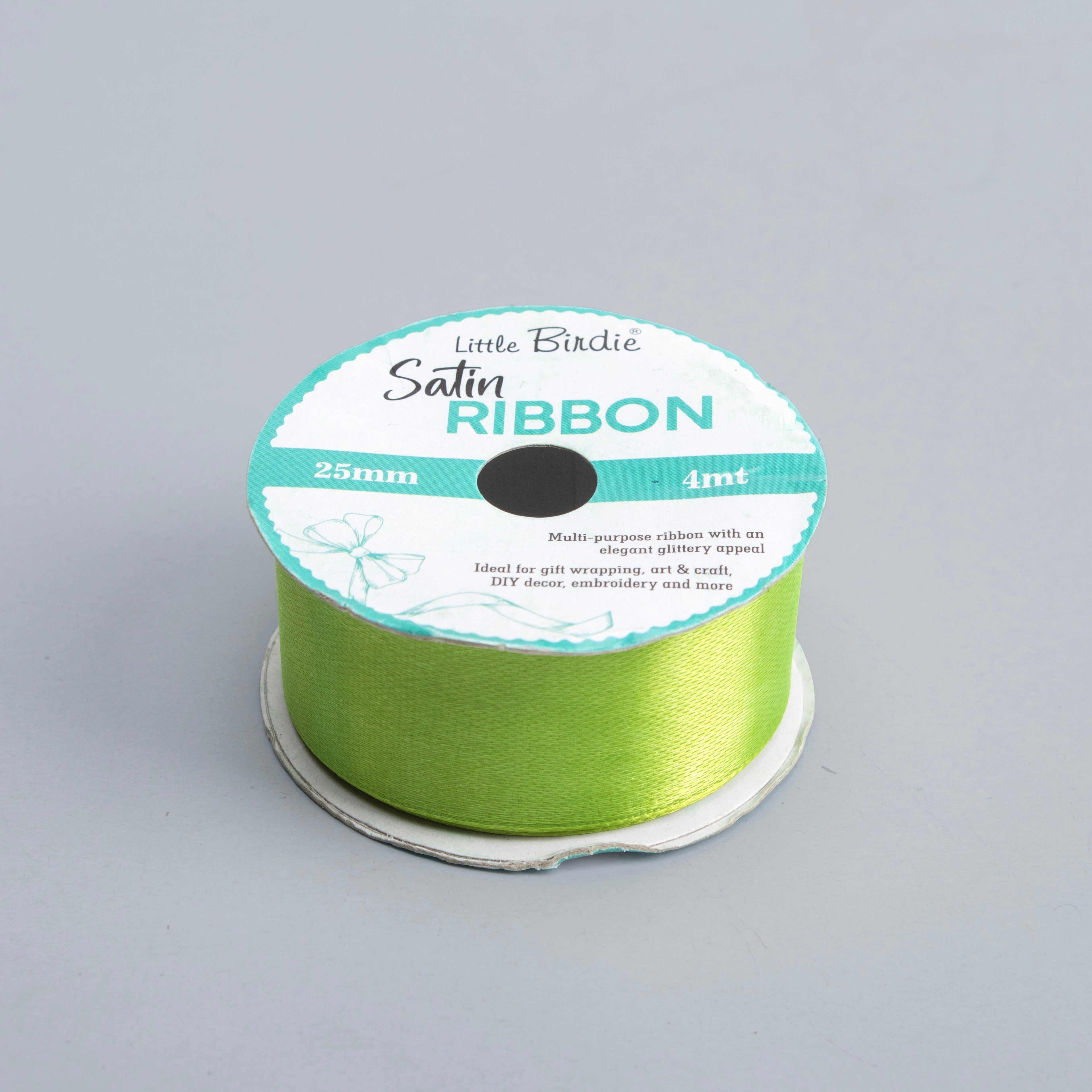 Satin Ribbon 25mm Parrot Green 4mtr 1Roll