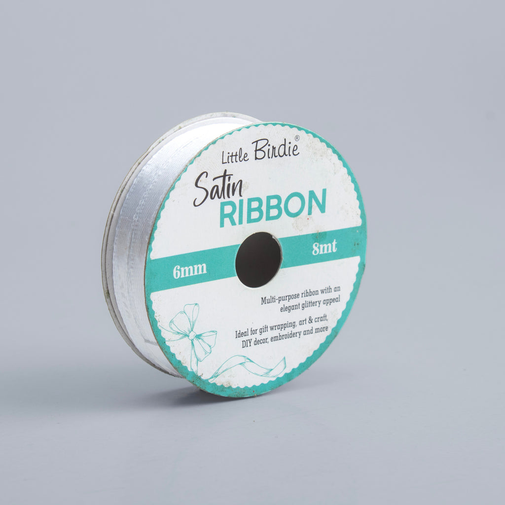 Satin Ribbon 6mm White 8mtr 1Roll
