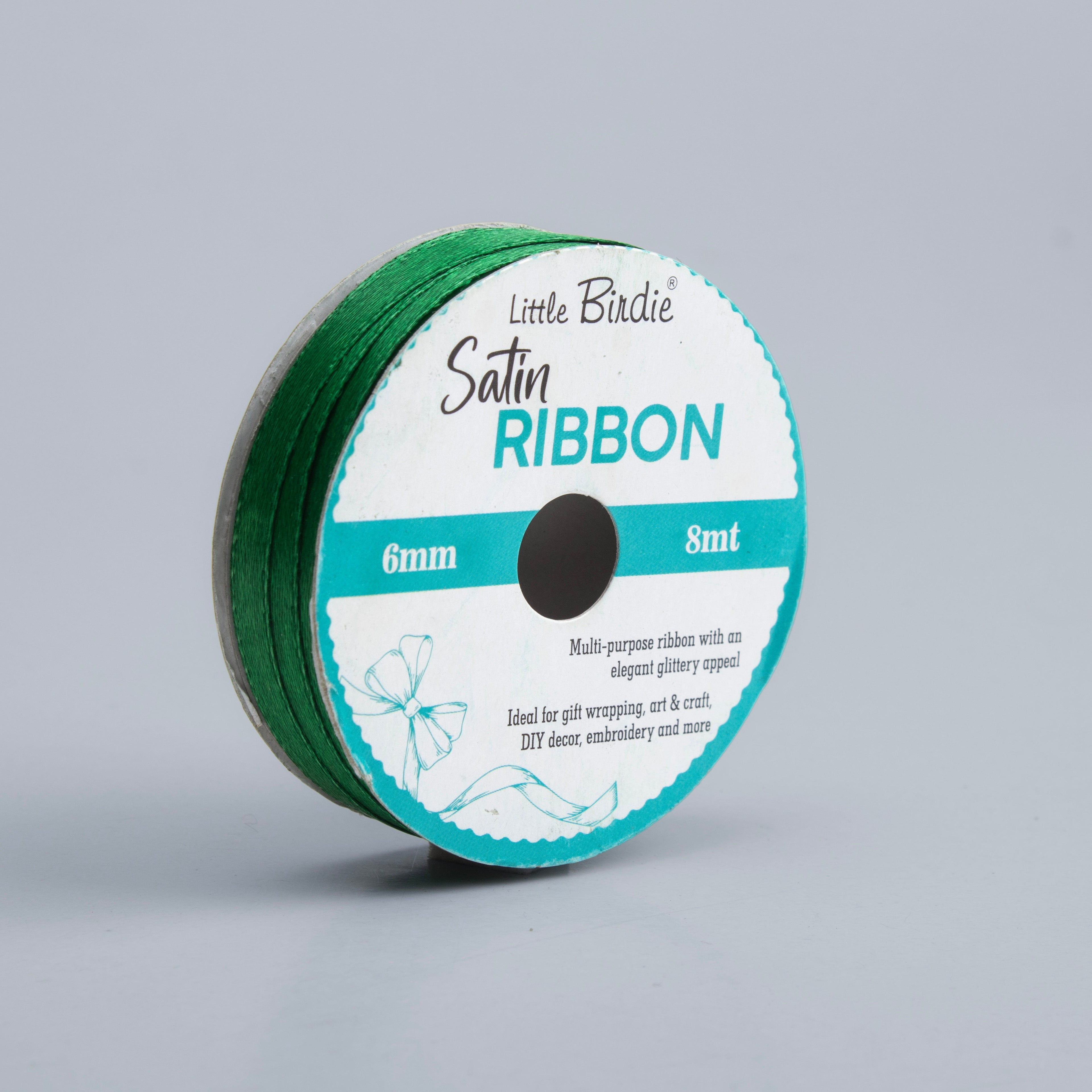 Satin Ribbon 6mm Green 8mtr 1Roll