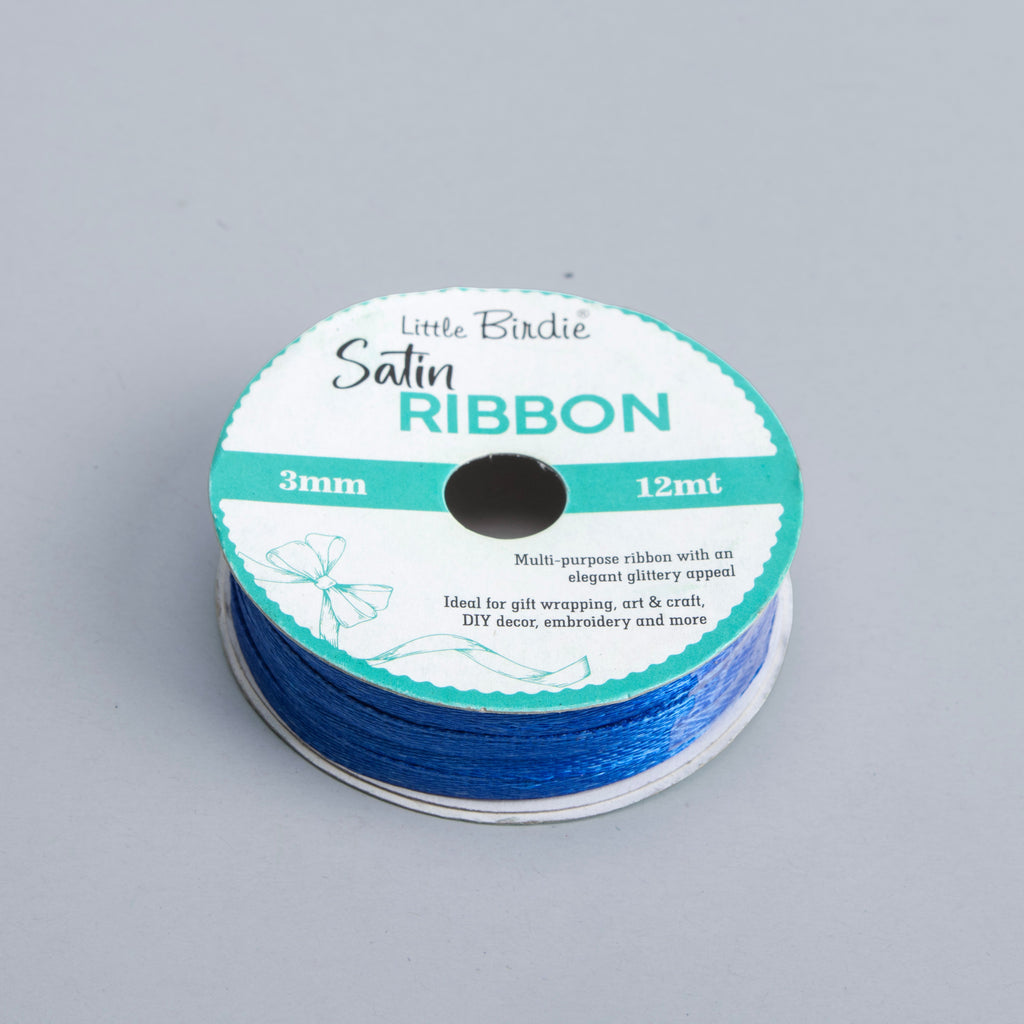 Satin Ribbon 3mm Royal Blue 12mtr 1Roll