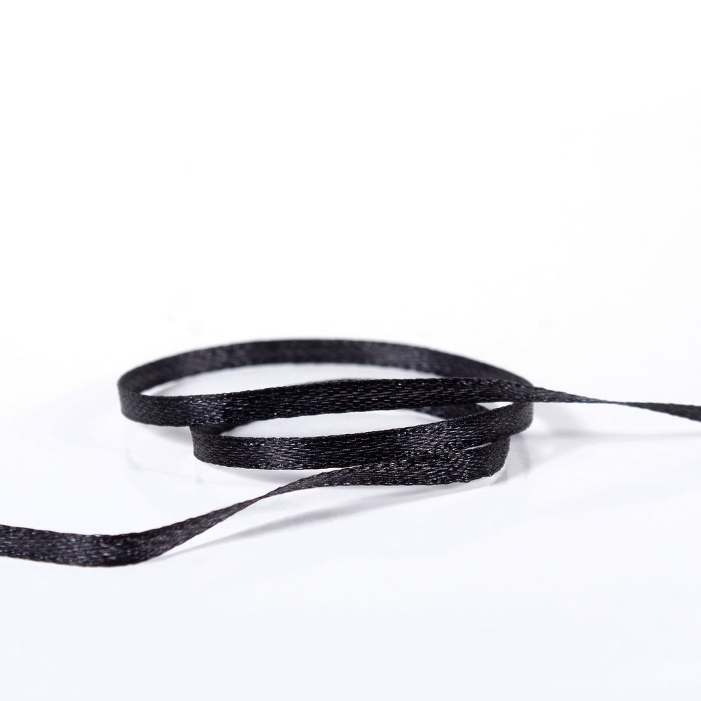 Satin Ribbon 3mm Black 12mtr 1Roll