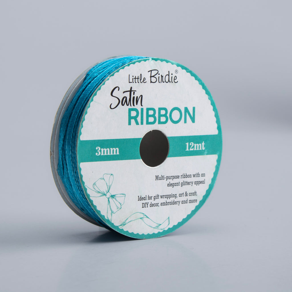Satin Ribbon 3mm Baby Blue 12mtr 1Roll