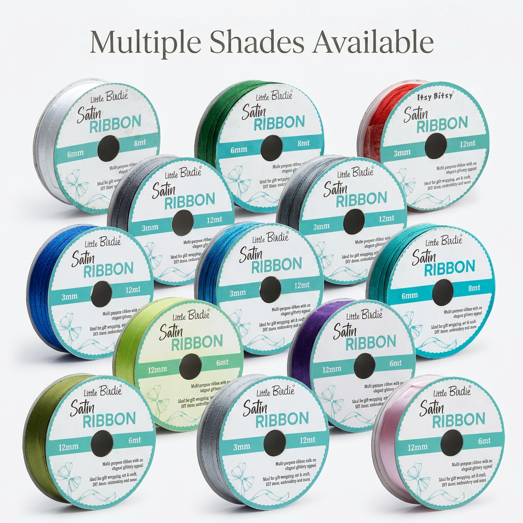 Satin Ribbon 3mm Baby Blue 12mtr 1Roll