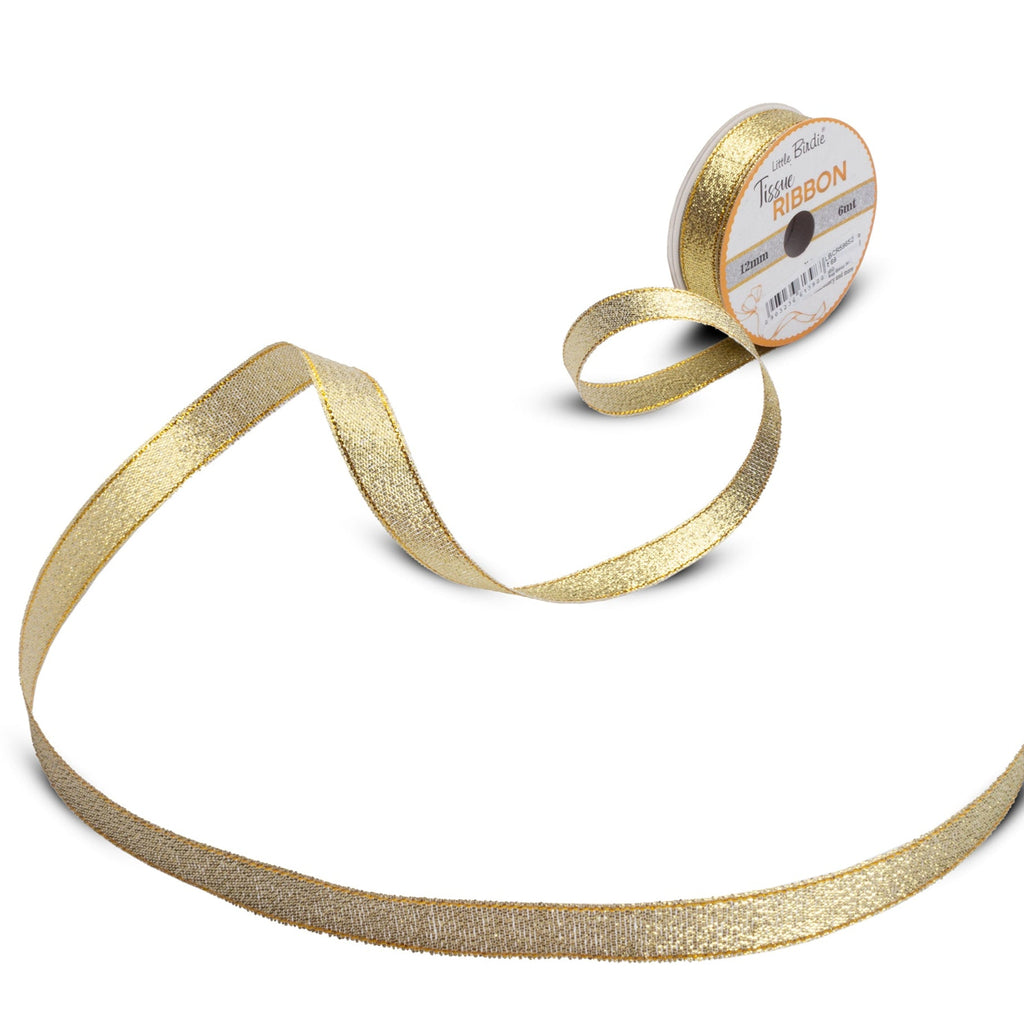 Tissue Ribbon | 12mm | Light Gold | 6 Meters - 1 Roll