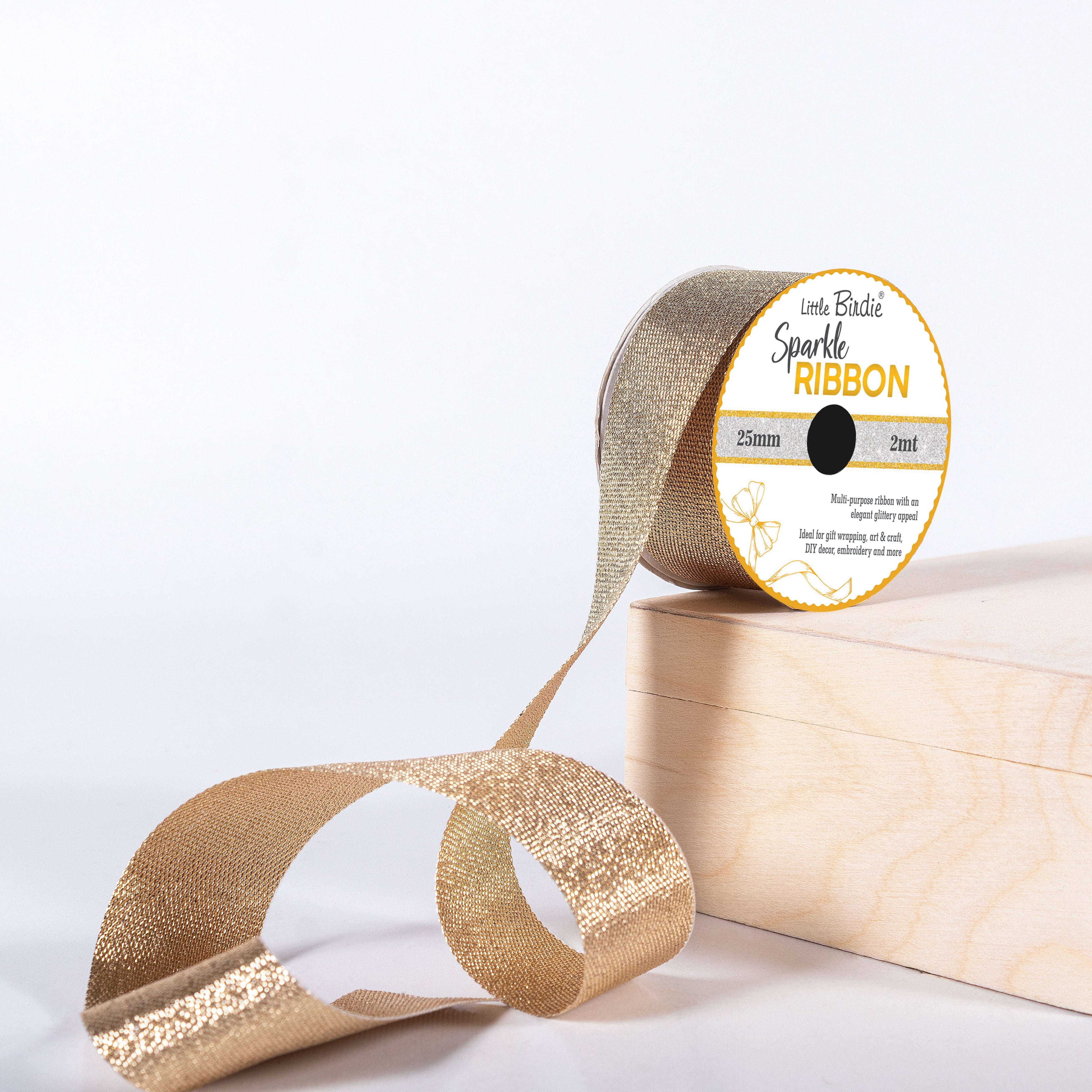 Sparkle Ribbon 25mm Light Rose gold 2mtr 1Roll