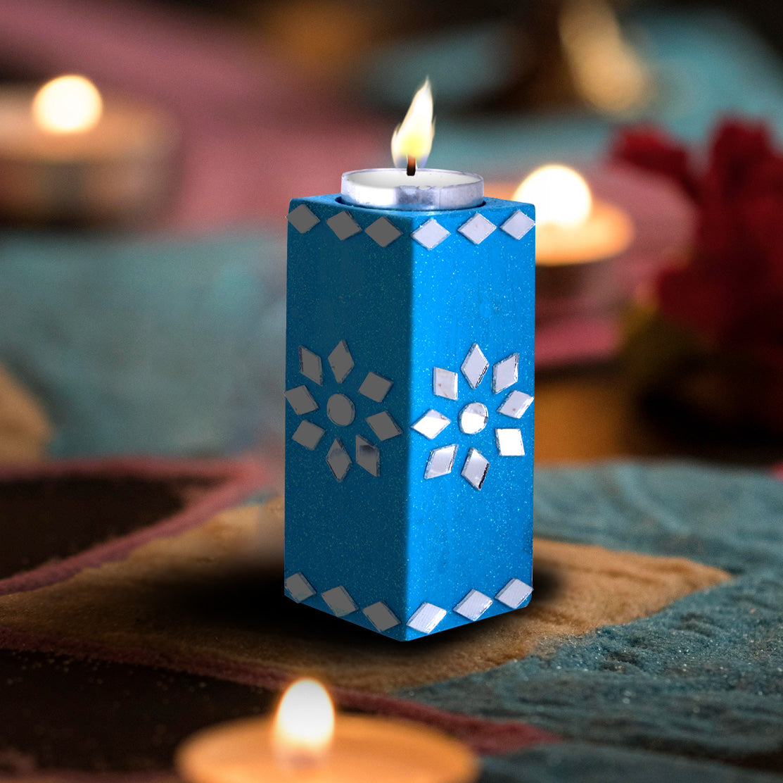 Mirror Art Tealight Holder Florista 3.5inch 1pc ( Candle Included 1pc)