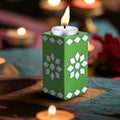 Mirror Art Tealight Holder Florista Green 3.5inch 1pc ( Candle Included 1pc)
