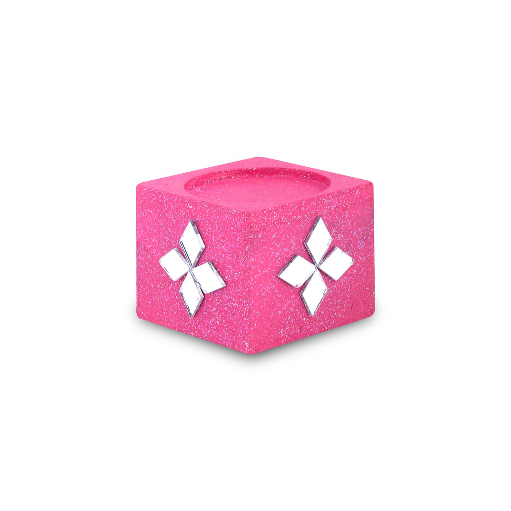 Mirror Art Tealight Holder Florista Pink 1.5inch 1pc ( Candle Included 1pc)