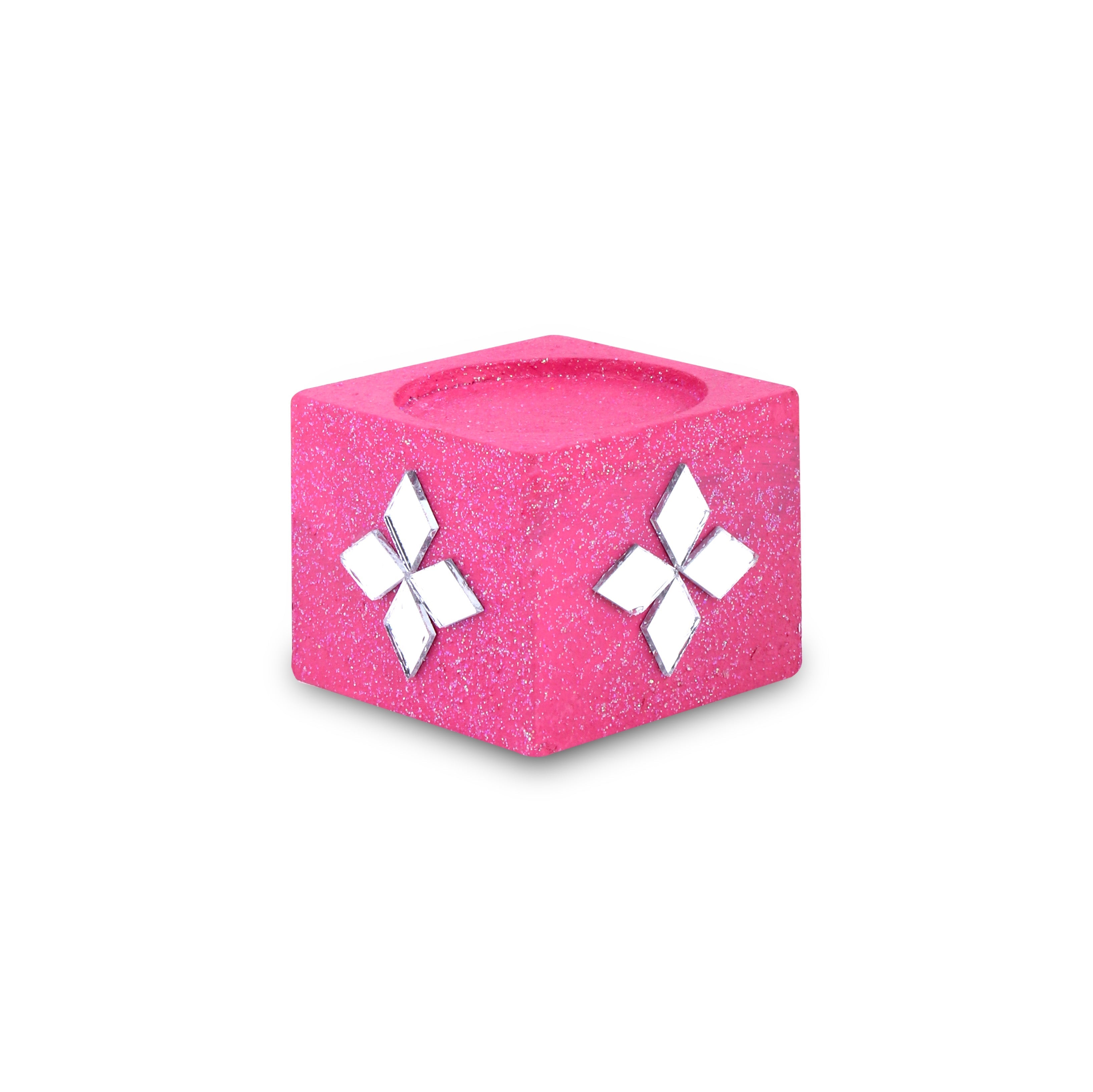 Mirror Art Tealight Holder Florista Pink 1.5inch 1pc ( Candle Included 1pc)