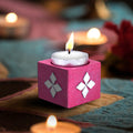 Mirror Art Tealight Holder Florista Pink 1.5inch 1pc ( Candle Included 1pc)