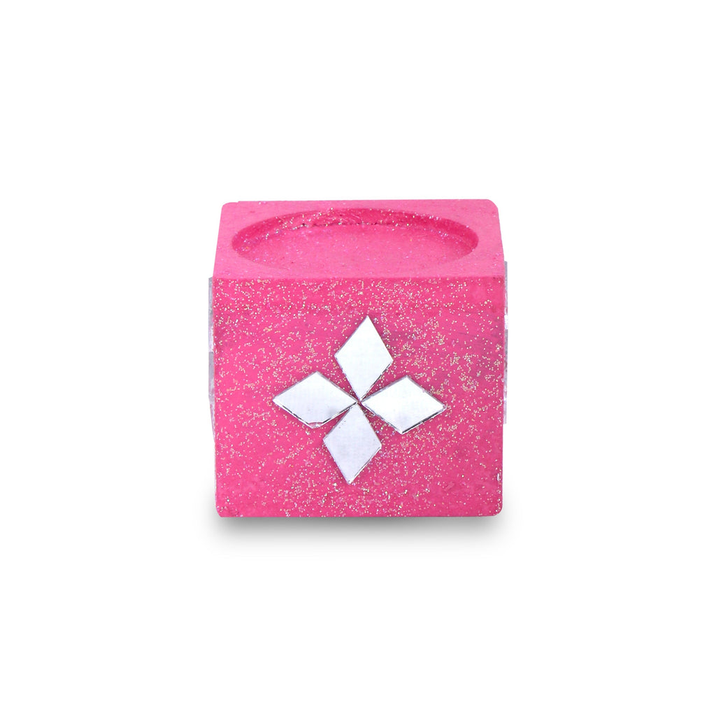Mirror Art Tealight Holder Florista Pink 1.5inch 1pc ( Candle Included 1pc)