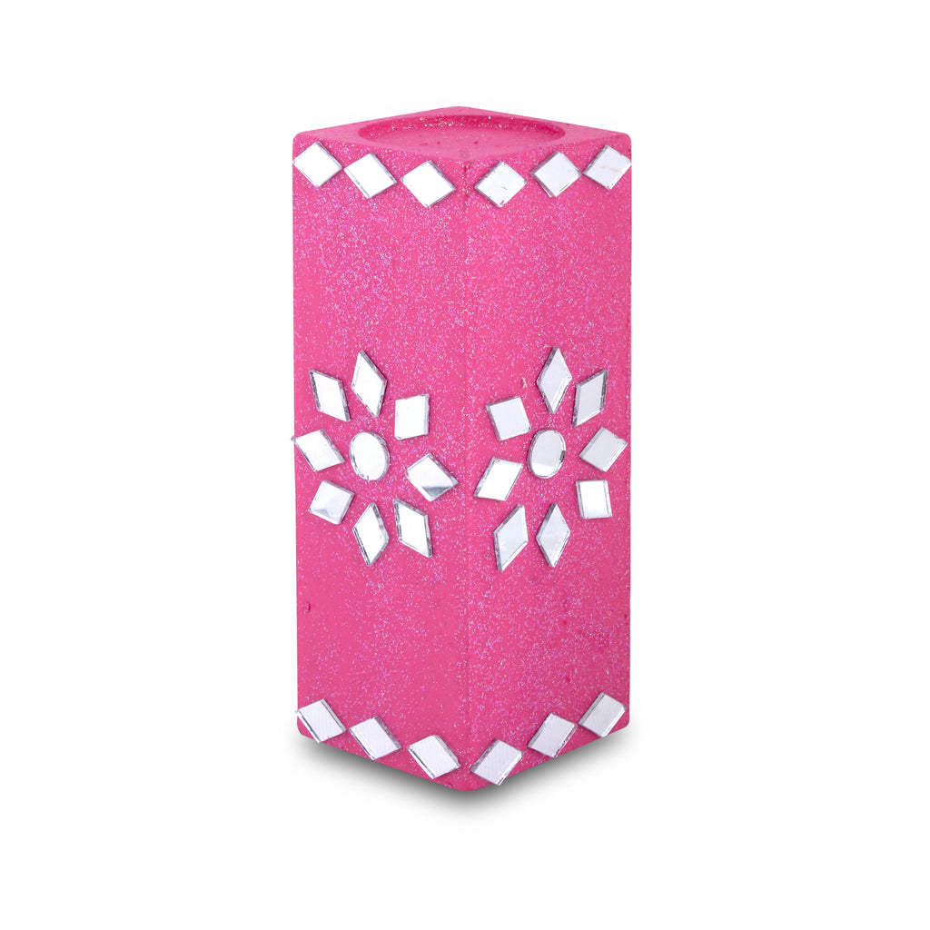 Mirror Art Tealight Holder Florista Pink 3.5inch 1pc ( Candle Included 1pc)