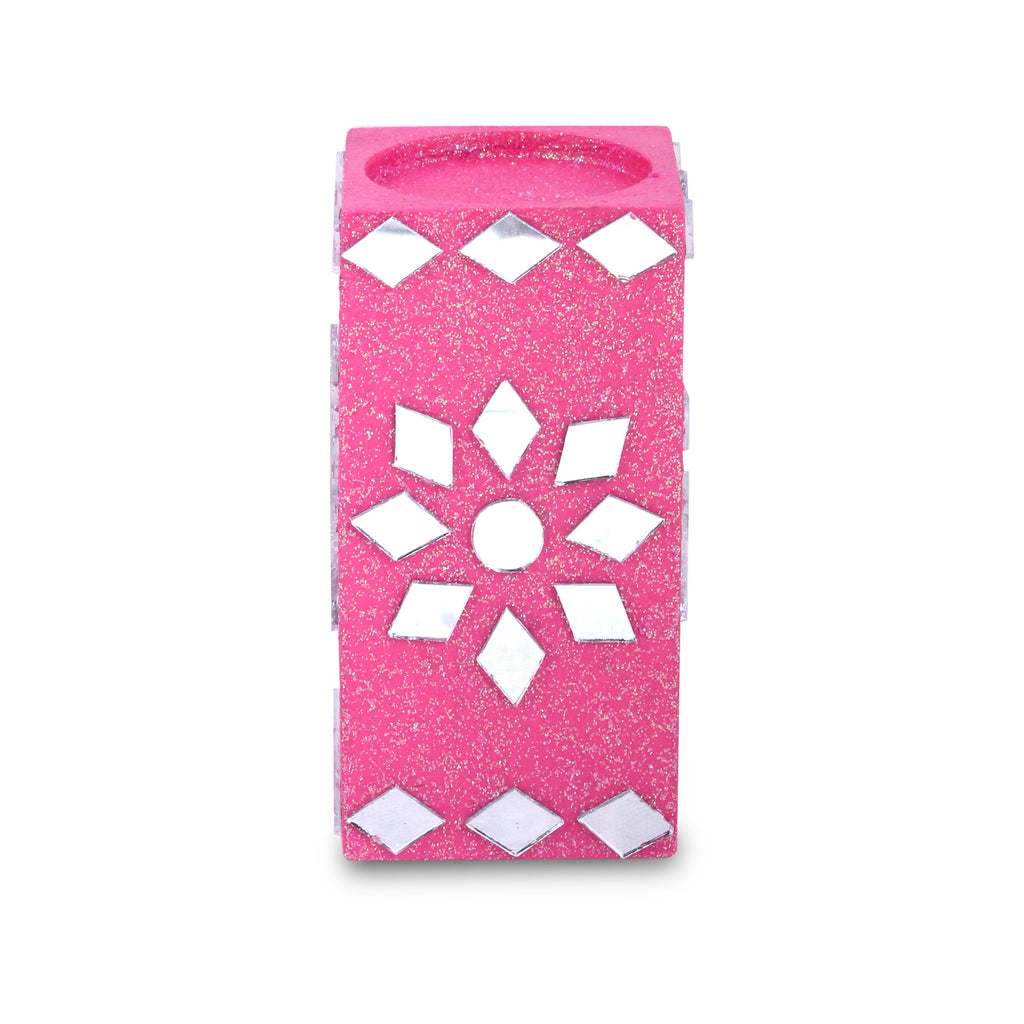 Mirror Art Tealight Holder Florista Pink 5inch 1pc ( Candle Included 1pc)