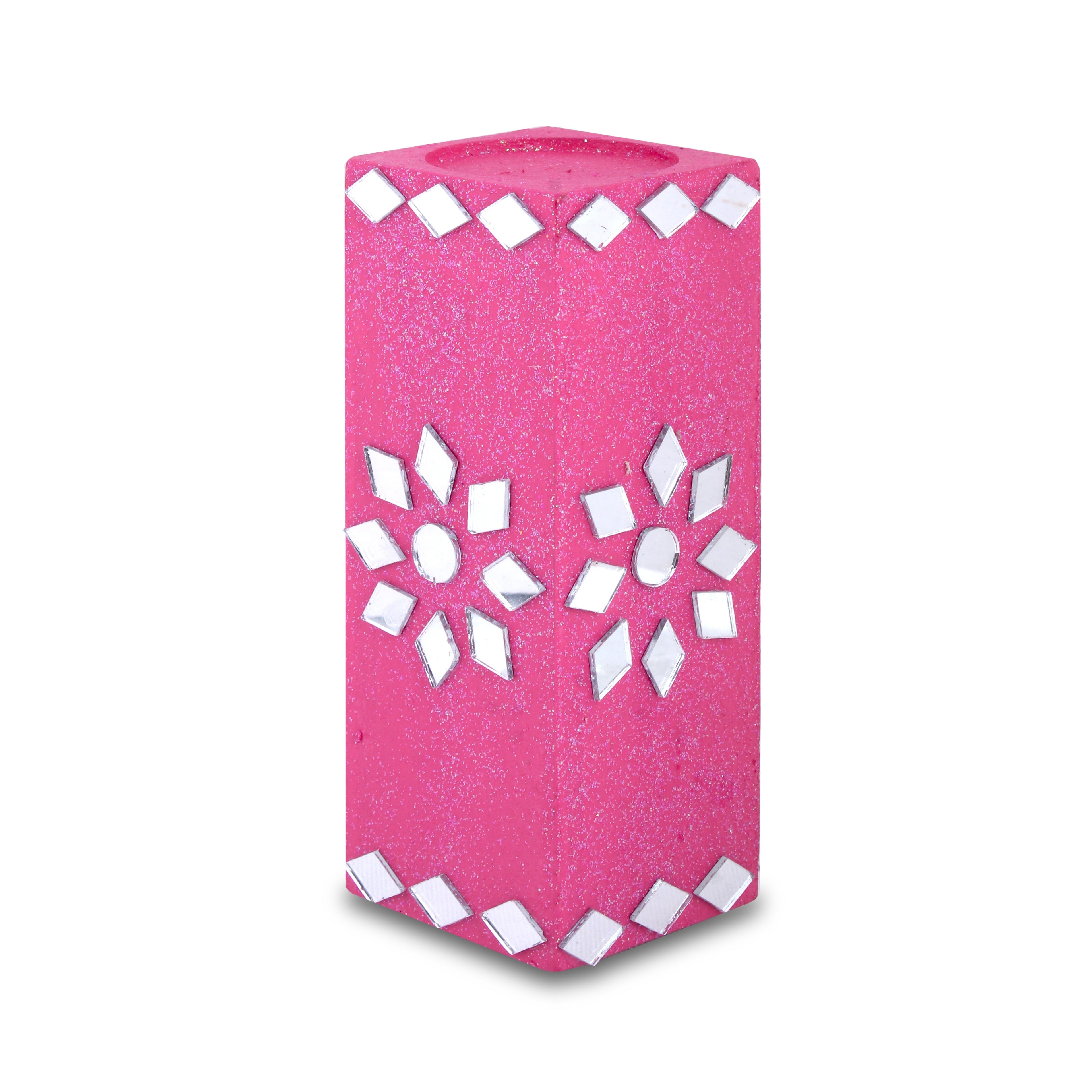 Mirror Art Tealight Holder Florista Pink 5inch 1pc ( Candle Included 1pc)