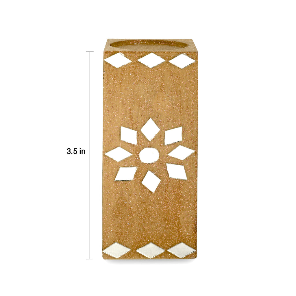 Mirror Art Tealight Holder Florista Gold 5inch 1pc ( Candle Included 1pc)