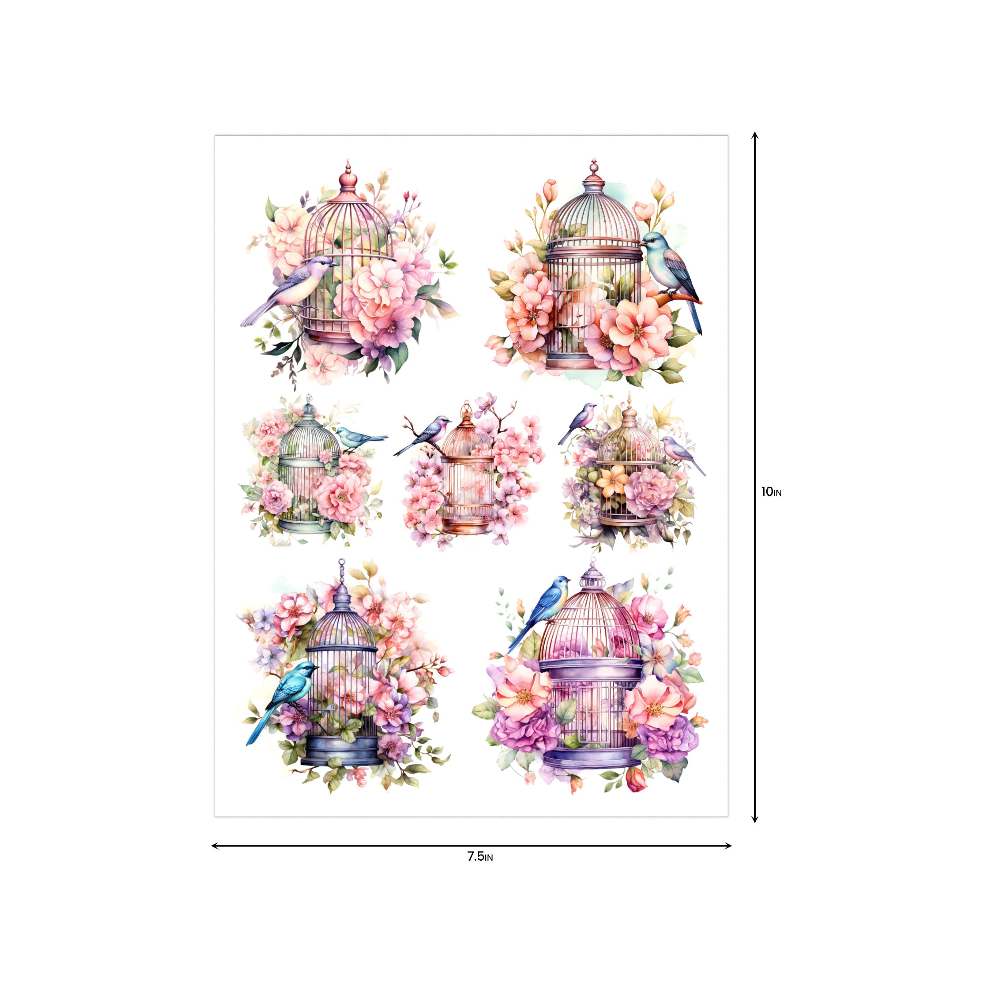 Deco Transfer Sheet Birds of Joy 10inch X 7.5inch 1pc