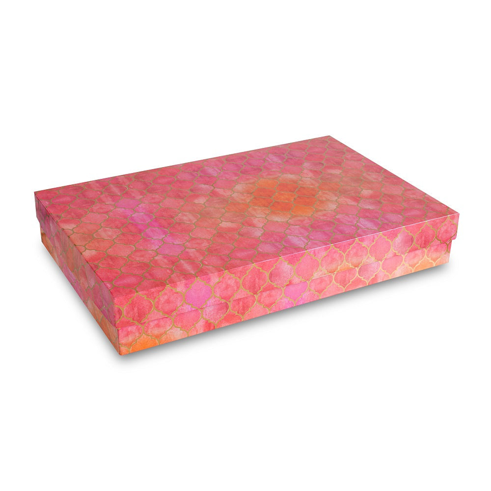 Gift Box Moroccan Trellis Rosy Shimmer Approx L 9.5 X 14.5 X 2.25inch
