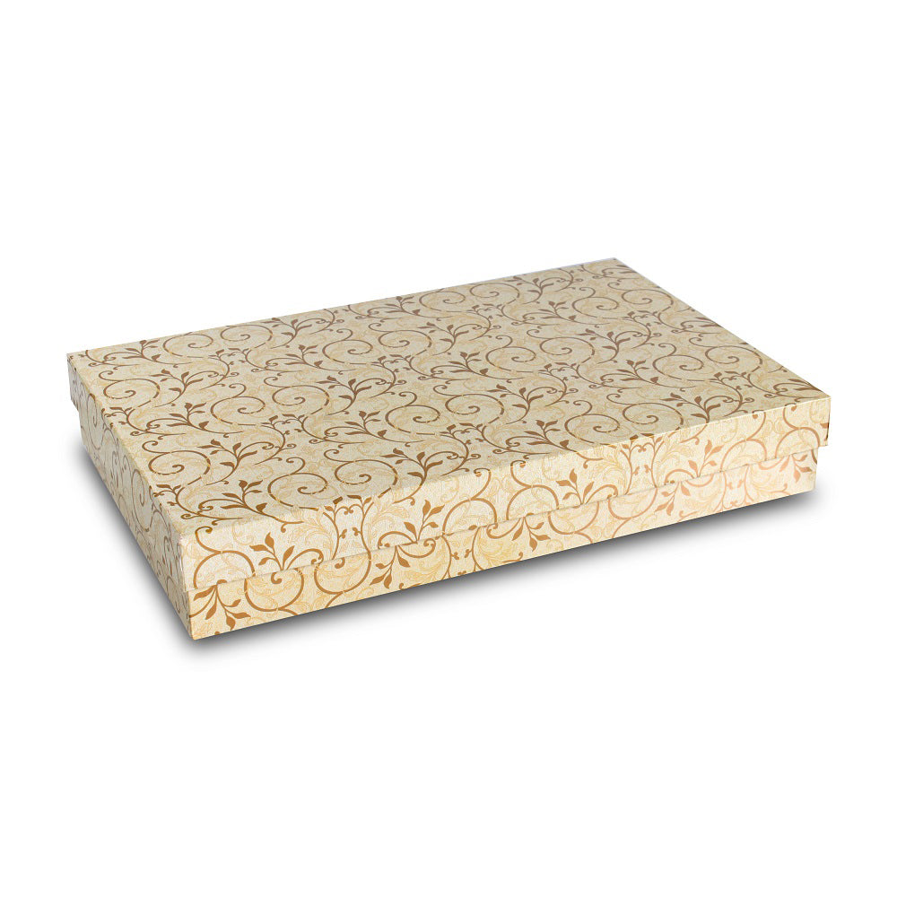 Gift Box Floral Swirls Ivory Shimmer Approx L 9.5 X 14.5 X 2.25inch
