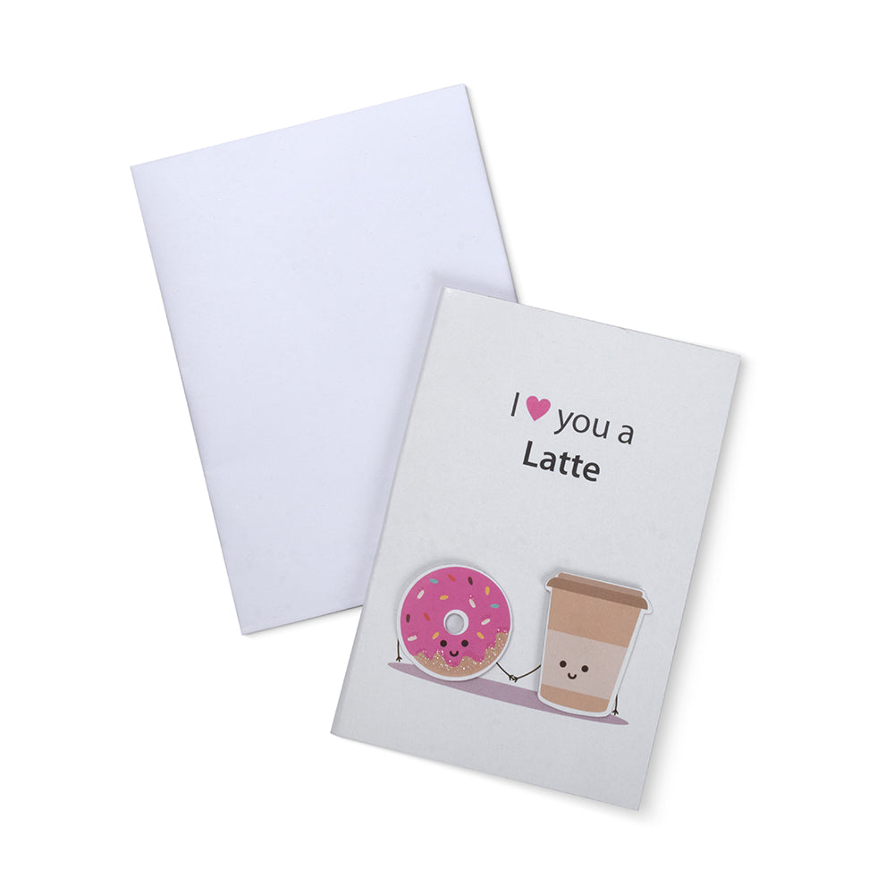 Greeting Card & Envelope Love You A Latte 4 X 6Inch Approx 2 Pc