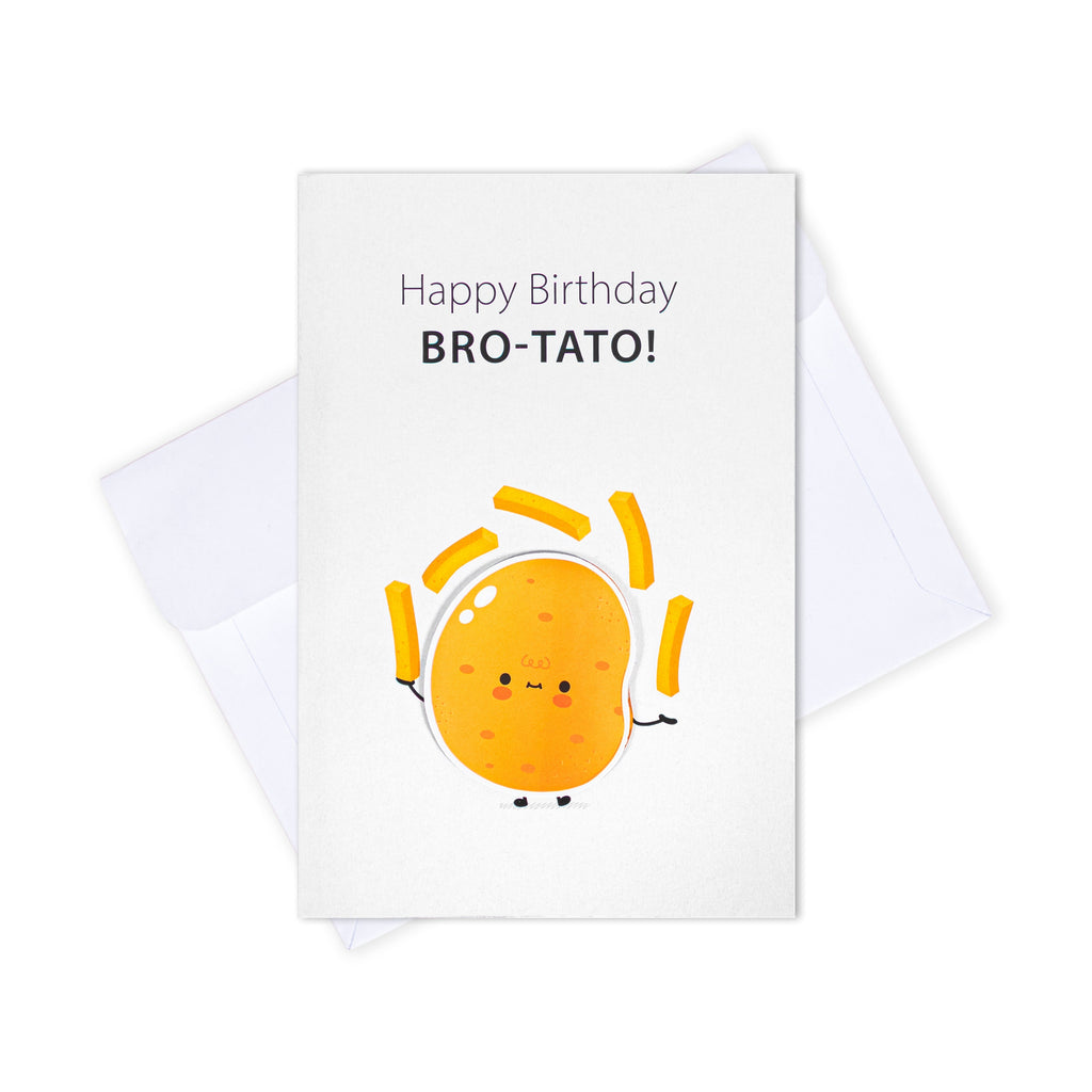 Greeting Card & Envelope Happy Birthday Bro-Tato 4 X 6inch Approx 2pc