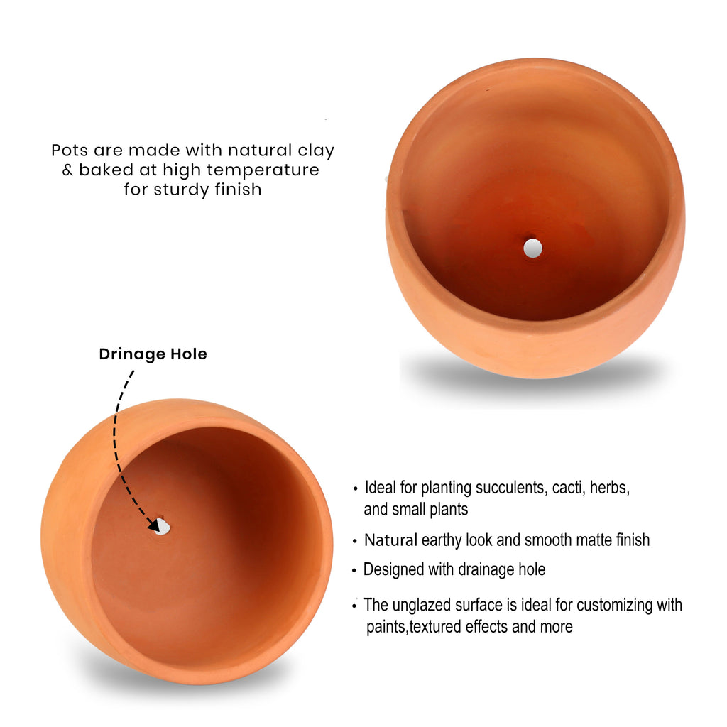 Terracotta Pot - Bowl Shape, H10 X W10.2cm, 1pc