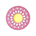 Mirror Work Tealight Holder Floral Mandala Red 4in Dia 5.5mm Thick 1pc ( Candle Included 1pc)