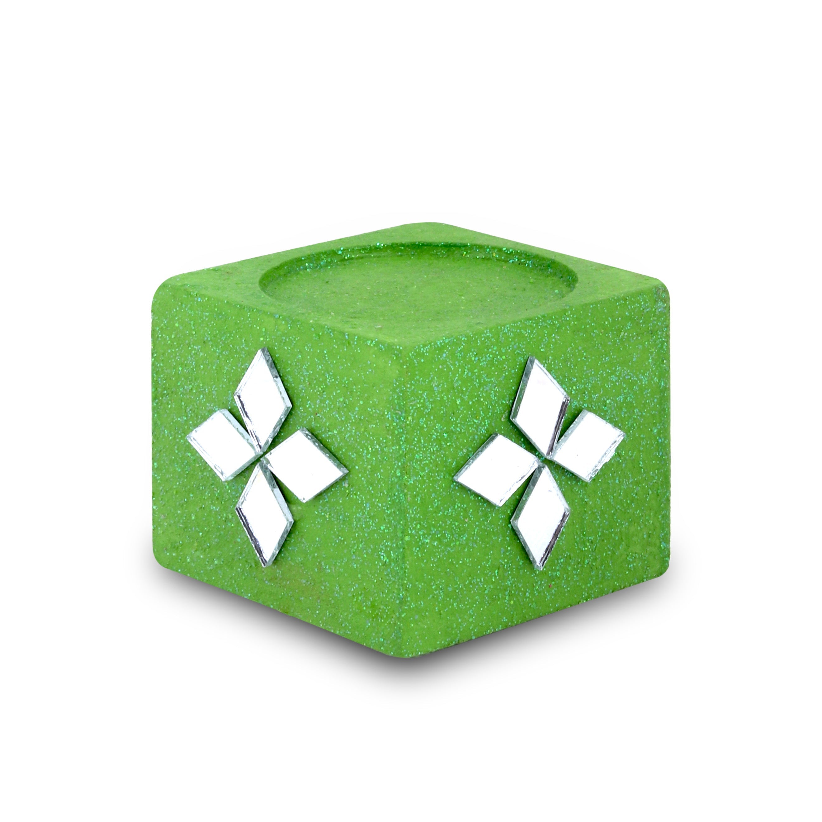 Mirror Art Tealight Holder Florista Green 1.5inch 1pc ( Candle Included 1pc)