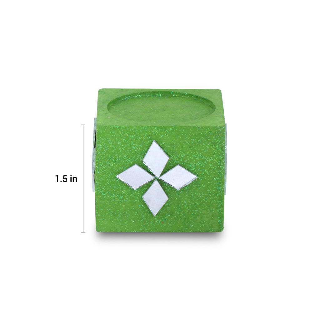 Mirror Art Tealight Holder Florista Green 1.5inch 1pc ( Candle Included 1pc)
