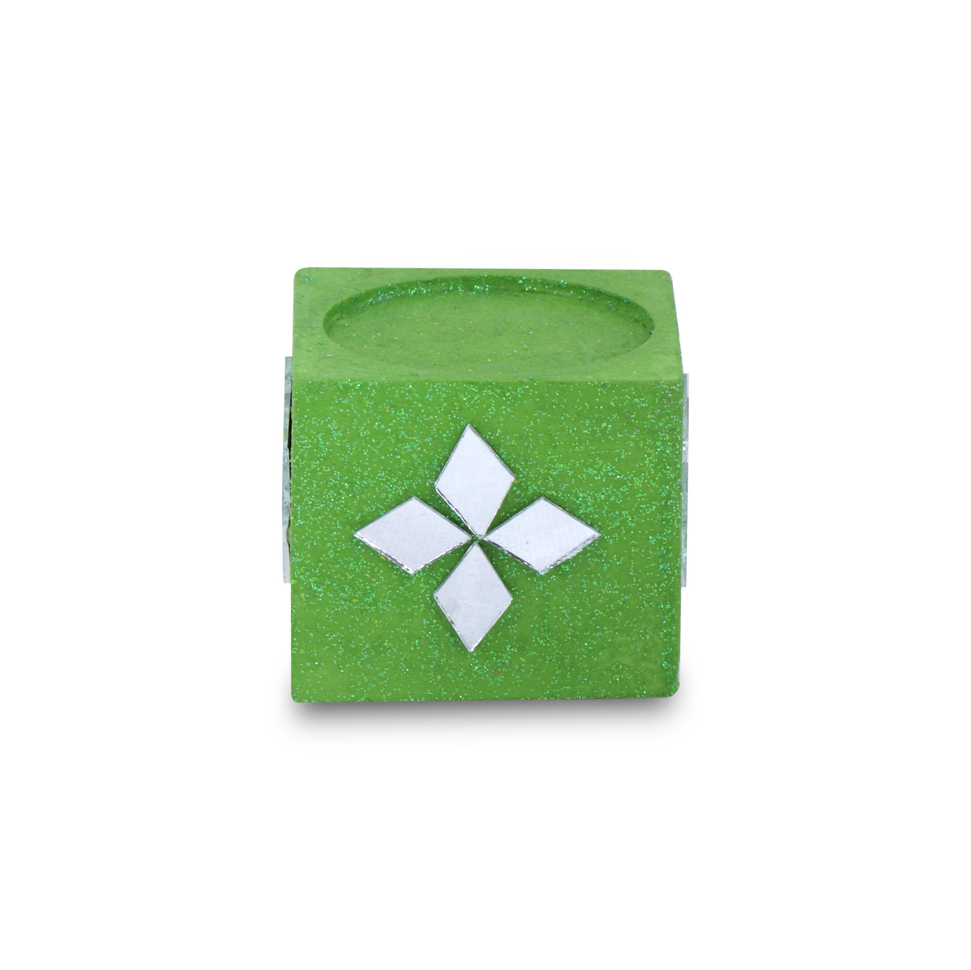 Mirror Art Tealight Holder Florista Green 1.5inch 1pc ( Candle Included 1pc)