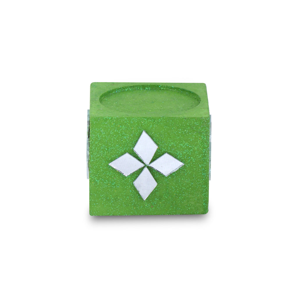 Mirror Art Tealight Holder Florista Green 1.5inch 1pc ( Candle Included 1pc)
