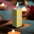Mirror Art Tealight Holder Florista Yellow 5inch 1pc ( Candle Included 1pc)
