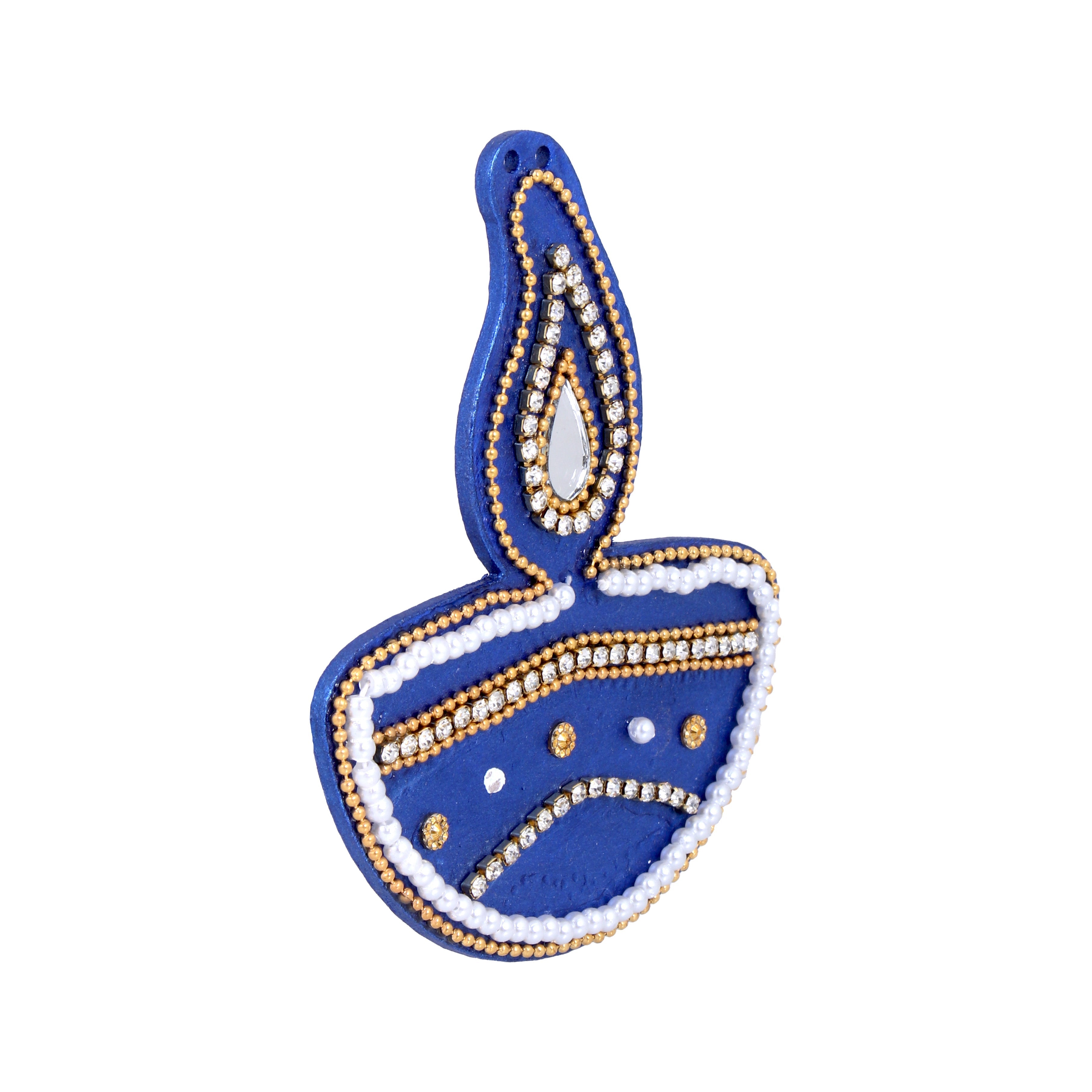Ornate Festive Lamp Hanging Decor Blue Approx 3.6 X 3inch 2mm Thick 1pc