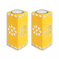 Mirror Art Tealight Holder Bright Yellow 5inch  - 2Pc - (Tealight Candle Included)