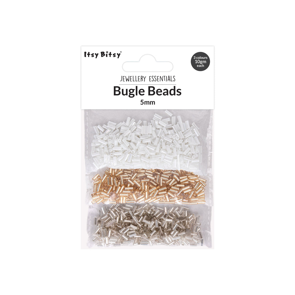 Buggle Beads (White Silver & Gold) 3mm 3 layer Each 10grm