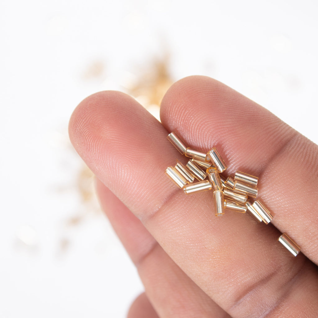 Buggle Beads (White Silver & Gold) 3mm 3 layer Each 10grm