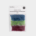Seed Bead - Aqua Flora (Dark Blue, Green & Red) 2mm 3 Layer Pack Each 10g