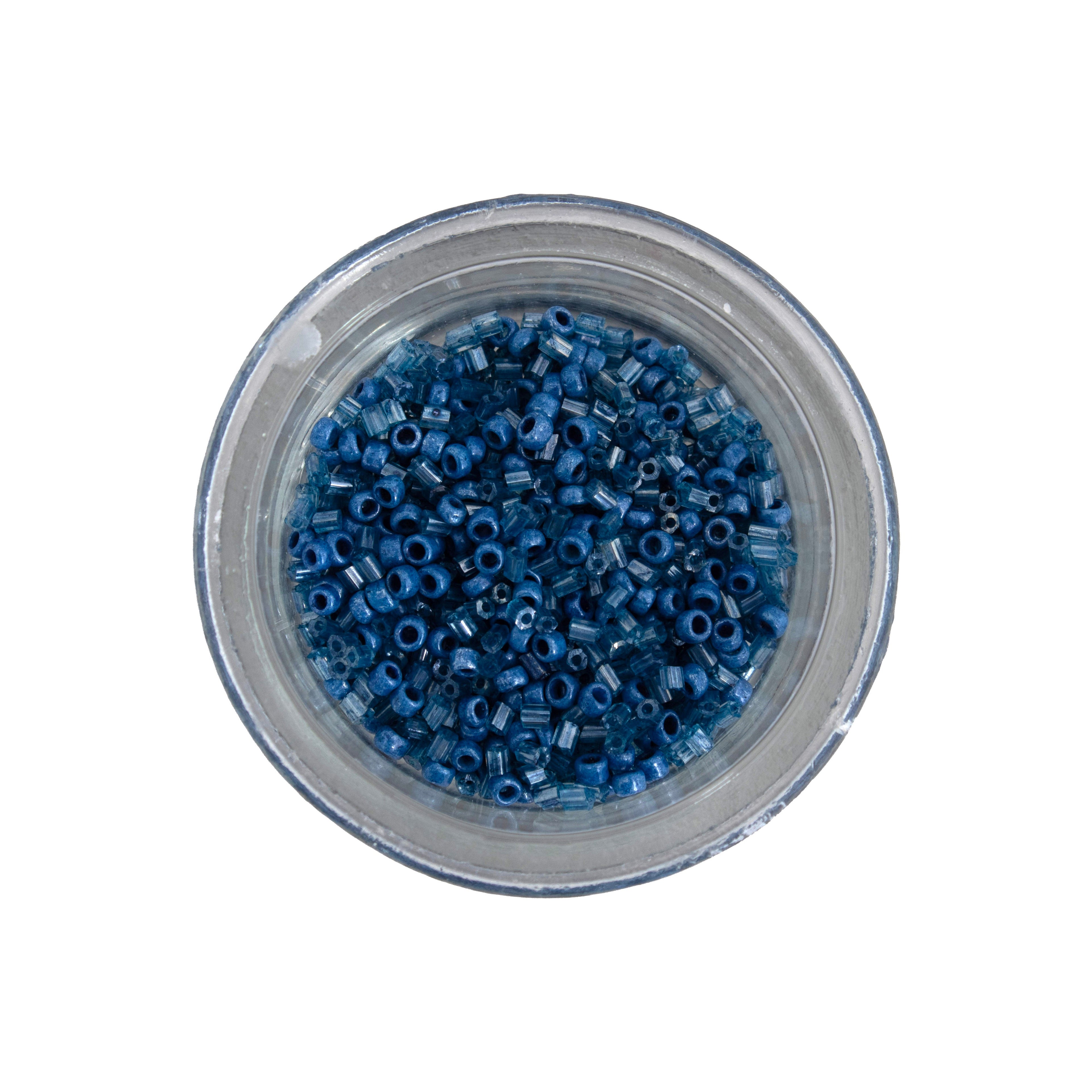 Seed Bead - Aqua Flora (Dark Blue, Green & Red) 2mm 3 Layer Pack Each 10g