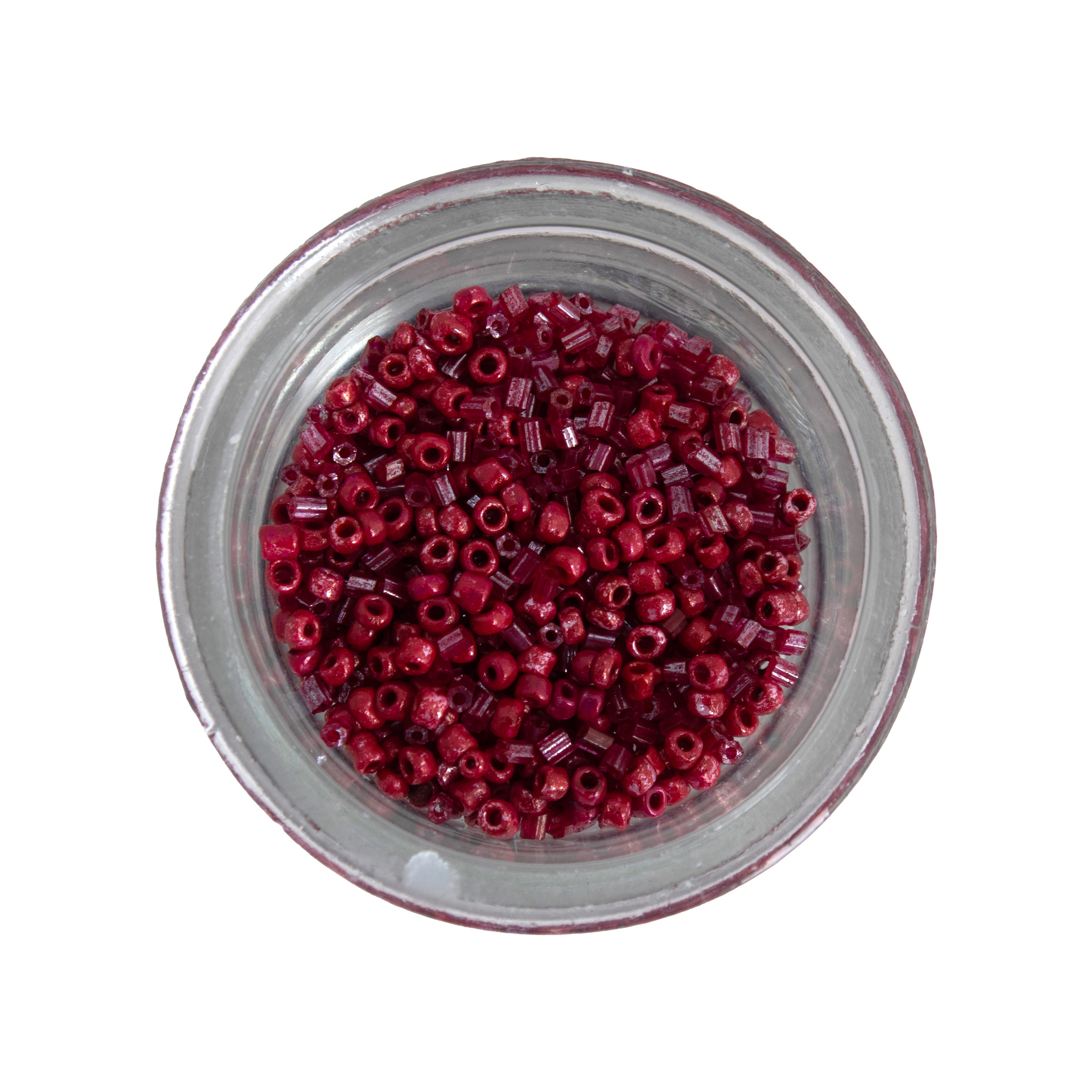 Seed Bead - Aqua Flora (Dark Blue, Green & Red) 2mm 3 Layer Pack Each 10g