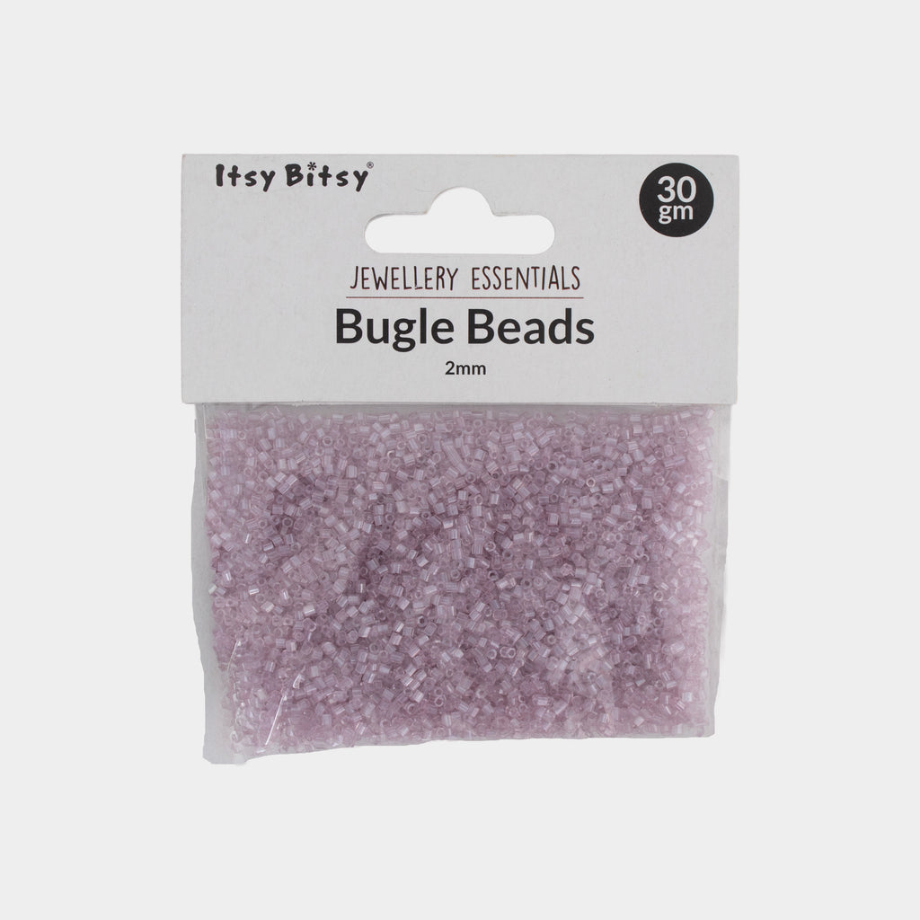 Bugle Beads Soft pink 3mm 30g