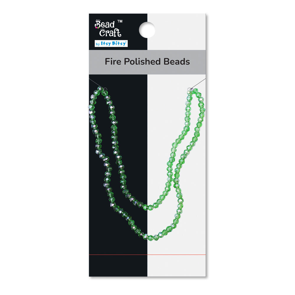 Fire Polished Beads Emerald Rainbow 4mm 1 String