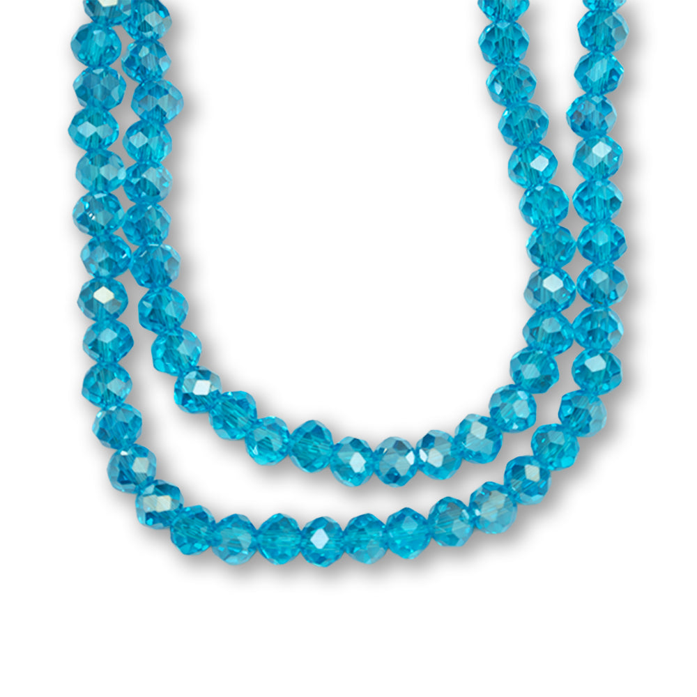 Fire Polished Beads Aquamarine Rainbow 6mm 1 String
