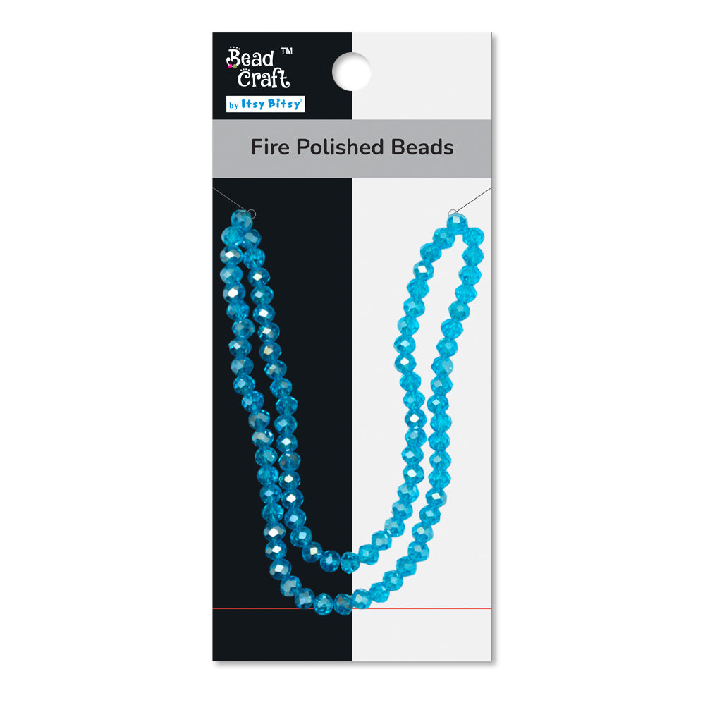 Fire Polished Beads Aquamarine Rainbow 6mm 1 String