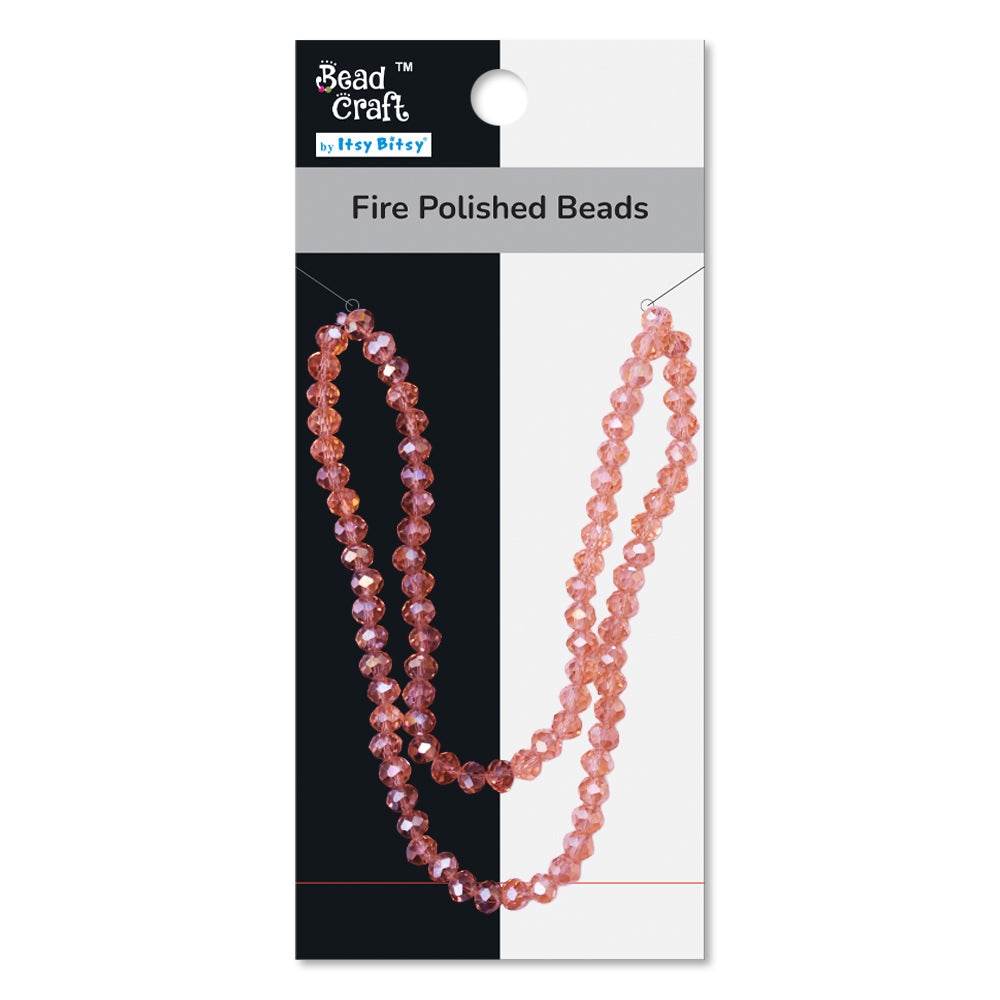 Fire Polished Beads Pink Diamond 6mm 1 String